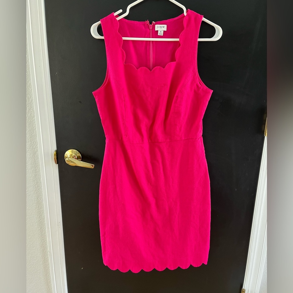 Hot pink Scalloped J. Crew Dress